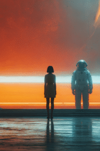 Image fille face combinaion spatiale